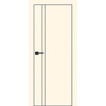 Межкомнатная дверь экошпон Profilo Porte PX-20 магнолия с чёрной алюминиевой кромкой с 4-х сторон