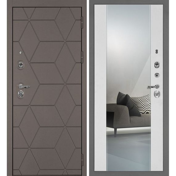 Входная дверь Тетра-181 панель белоснежная зеркало