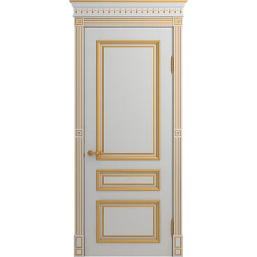 Межкомнатная дверь массив бука Viporte Рим аворио патина золото глухая