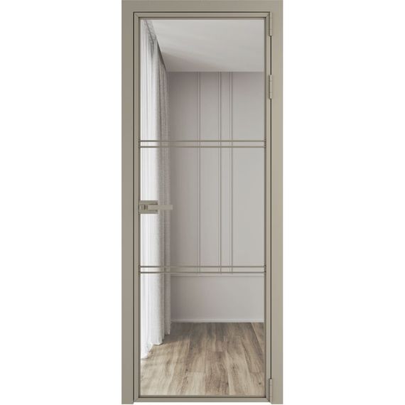 Алюминиевая межкомнатная дверь 3AХ никель матовый остеклённая