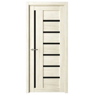 Межкомнатная дверь Мадрид эко-шпон белый кипарис стекло чёрное