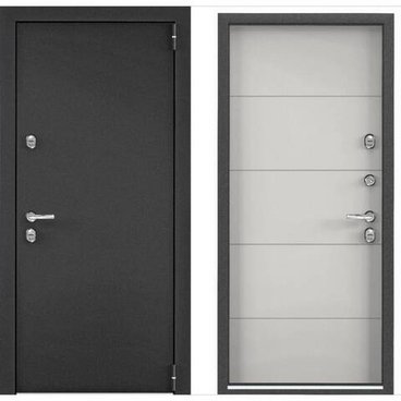 Входная дверь Snegir PRO MP темно-серый букле графит ПВХ бетон известковый S60-L2