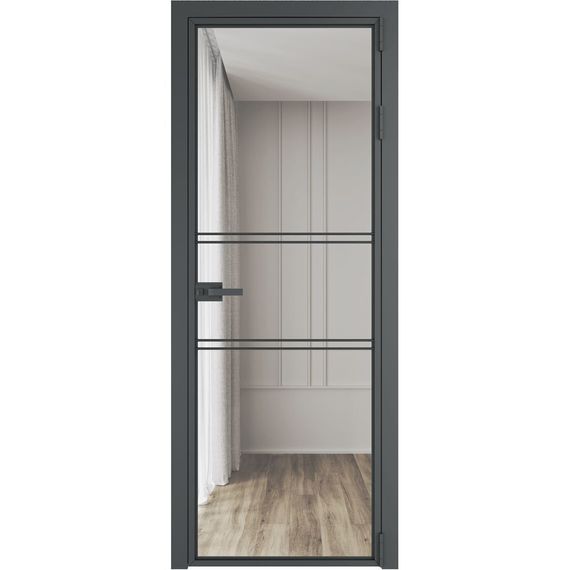 Алюминиевая межкомнатная дверь 2AХ серая ночь остеклённая