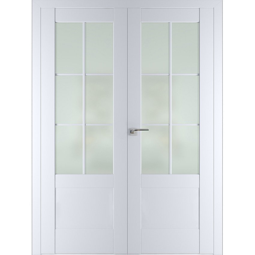 Фото двустворчатой распашной двери Кобальт 21 аляска остеклённая