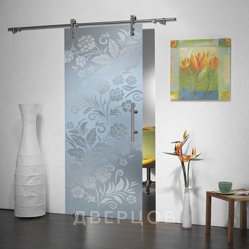 Стеклянная раздвижная дверь Лофт Хохлома