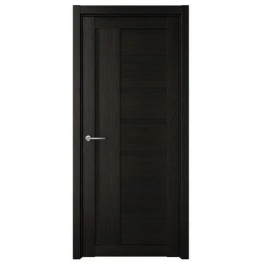 Межкомнатная дверь Мадрид эко-шпон тёмный кипарис стекло чёрное