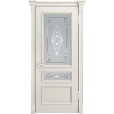 Межкомнатная дверь шпон Luxor Гера 2 дуб ral 9010 остеклённая