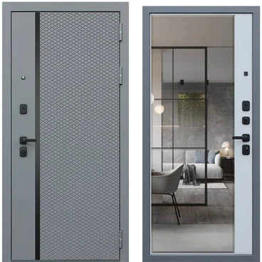 Входная дверь Манчестер серая с зеркалом