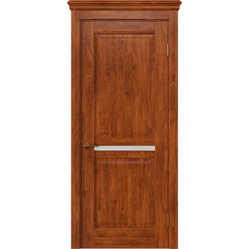 Межкомнатная дверь массив дуба селект Alvero Афина янтарь глухая с узкой стеклянной вставкой