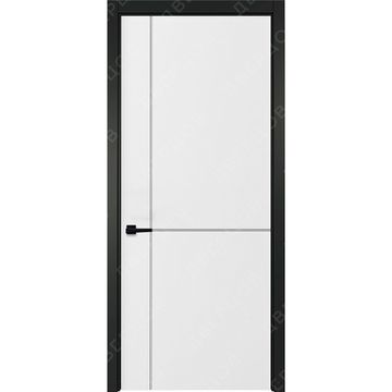 Межкомнатная белая дверь Графика 3 с чёрным наличником