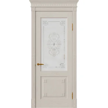 Межкомнатная дверь массив дуба Viporte Флоренция Декор мускато остеклённая