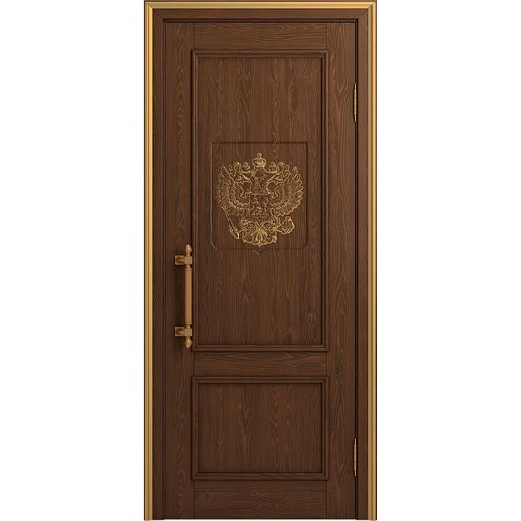Межкомнатная дверь массив дуба Статус кофе патина золото глухая