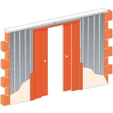 Дверная кассета для раздвижных дверей цельнометаллическая под штукатурку-гипсокартон JAP Norma ZED Double Parallel под комплект обрамления