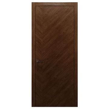 Межкомнатная дверь массив дуба Alvero Флэт-IХ табачный глухая