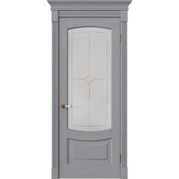 Межкомнатная дверь массив дуба Alvero Алина серый жемчуг остеклённая