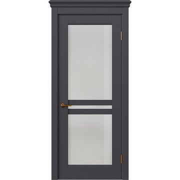 Межкомнатная дверь массив дуба селект Alvero Афина графит остеклённая