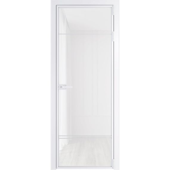 Алюминиевая межкомнатная дверь 4AХ вайт остеклённая