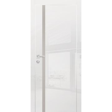 Межкомнатная дверь HGX-8 белый глянец с алюминиевой кромкой со стеклом