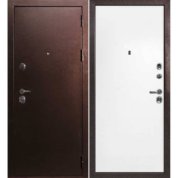 Входная дверь С-3 антик медь панель гладкая белая