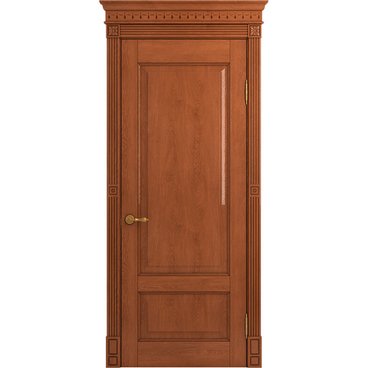 Межкомнатная дверь массив дуба Viporte Классика 1 табачный глянец глухая
