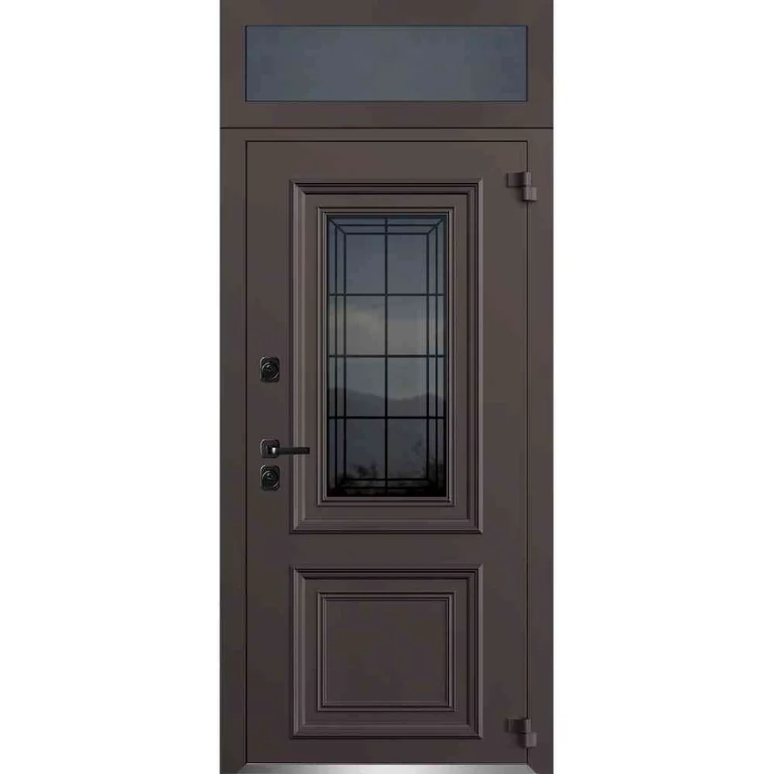 Входная двустворчатая дверь Исландия Термо AG 6004 RAL 8019 шоколад RAL 9016 белый тип 4