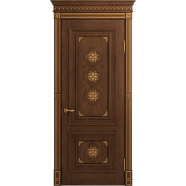 Межкомнатная дверь массив дуба Viporte Монако кофе патина золото глухая