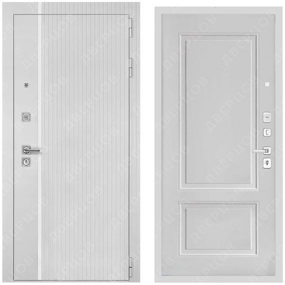 Входная дверь Президент Лайн ПВХ белый матовый панель белый снег софт