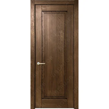 Межкомнатная дверь массив дуба без сучка Дверцов Кастро глухая дуб табак