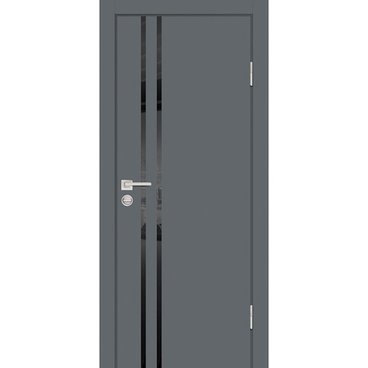 Межкомнатная дверь ПЭТ P-11 графит кромка ABS в цвет полотна со стеклом