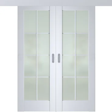 Раздвижная двустворчатая дверь Кобальт 22 аляска остеклённая