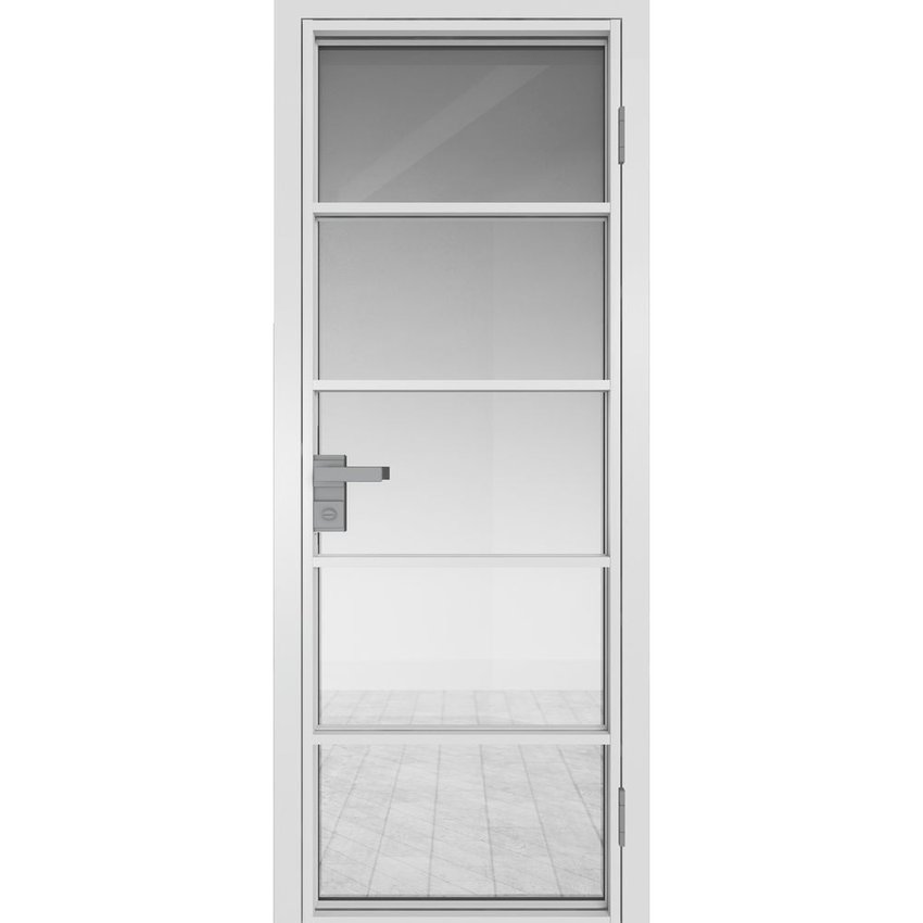 Межкомнатная алюминиевая дверь 14AG белая матовая RAL 9003 остеклённая
