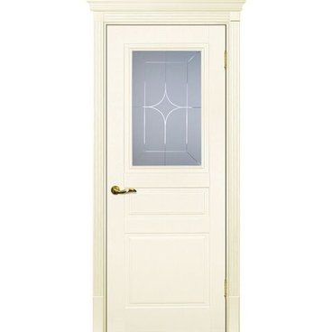 Межкомнатная дверь эмаль Текона Смальта 01 слоновая кость RAL 1013 остеклённая