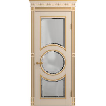 Межкомнатная дверь массив бука Viporte Лацио Амбиенте ваниль патина золото остекление 3