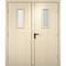 Дверь противопожарная деревянная двупольная ПВХ EI30 белёный дуб со стеклом