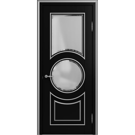 Межкомнатная дверь массив бука Viporte Лацио Амбиенте нуар патина серебро остекление 2