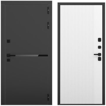 Входная дверь Горизонт чёрный кварц панель шторм