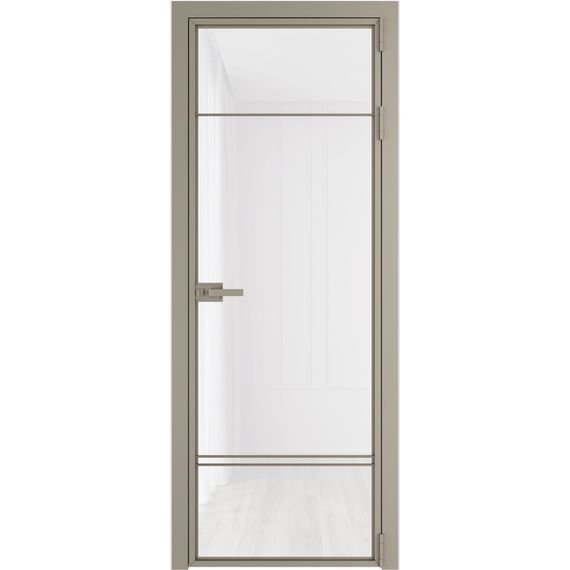 Алюминиевая межкомнатная дверь 4AХ никель матовый остеклённая