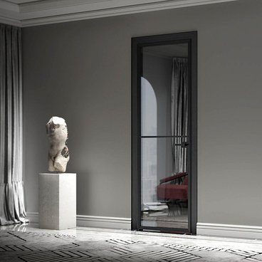 Межкомнатная алюминиевая дверь Loft-S 2 стекло прозрачное серое