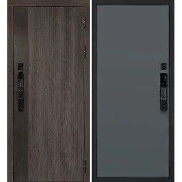 Входная дверь Вертикаль смарт дымчатый камень дуб морёный панель гладкая