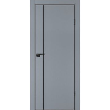 Межкомнатная серая дверь ПЭТ P-21 кромка ABS черная молдинг