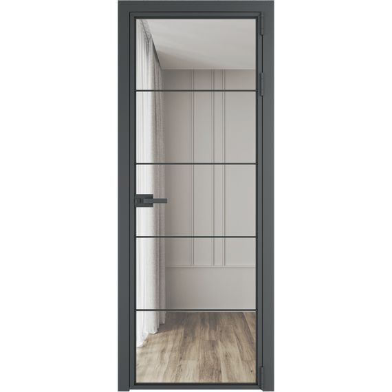 Алюминиевая межкомнатная дверь 5AХ серая ночь остеклённая