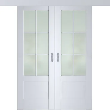 Раздвижная двустворчатая дверь Кобальт 21 магнолия остеклённая