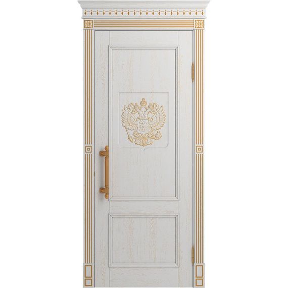 Межкомнатная дверь массив дуба Статус аворио патина золото глухая