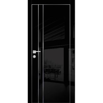 Межкомнатная дверь HGX-14 чёрный глянец с алюминиевой кромкой