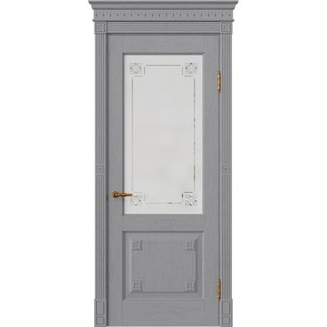 Межкомнатная дверь массив дуба Viporte Флоренция серый жемчуг остеклённая