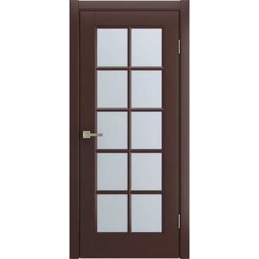 Межкомнатная дверь Аура коричневая эмаль RAL 8016 со стеклом