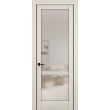 Межкомнатная дверь керамик NC 8 жемчужный остеклённая