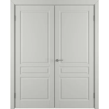Двухстворчатая распашная дверь Бриз светло-серая эмаль глухая