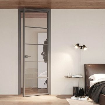 Межкомнатная алюминиевая дверь Loft-S 6 стекло прозрачное бесцветное