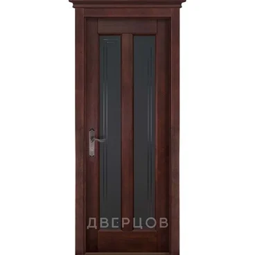 Межкомнатная дверь массив ольхи ОКА Сорренто махагон остеклённая